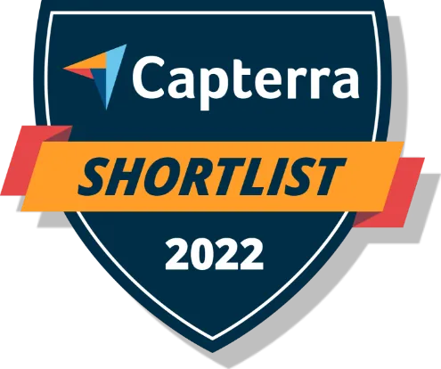 A Badge from Capterra showing company achievement.