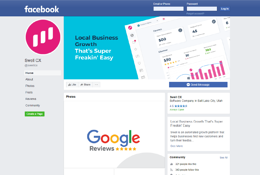 Swell Facebook home