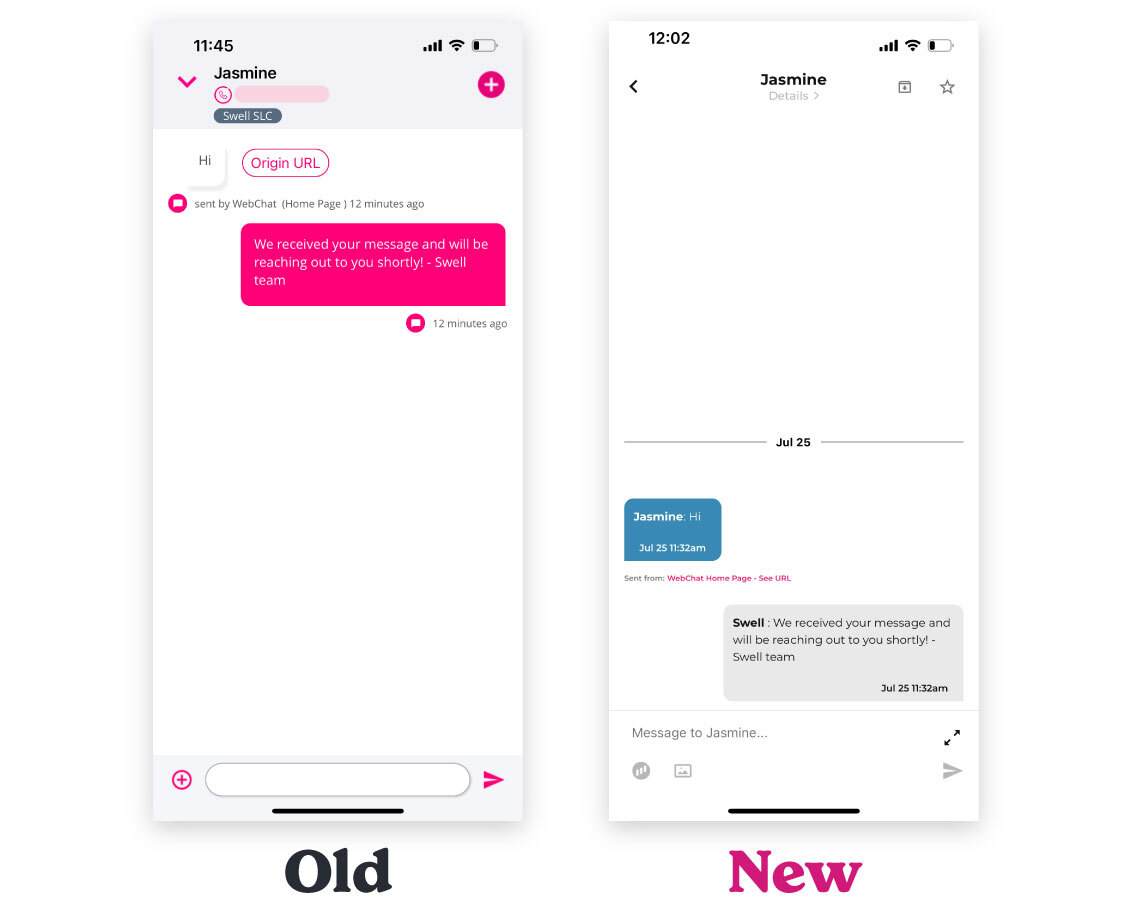 Swell mobile app — sending messages