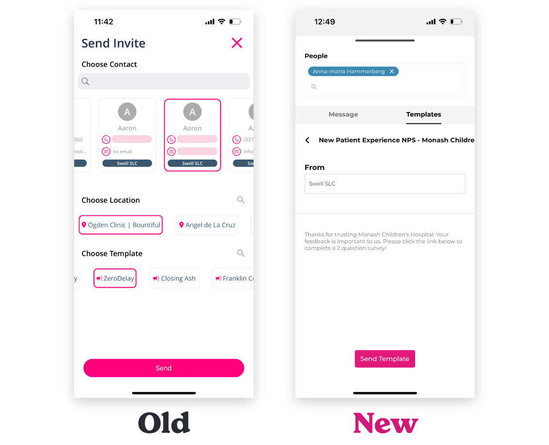 Swell mobile app — sending a review invite