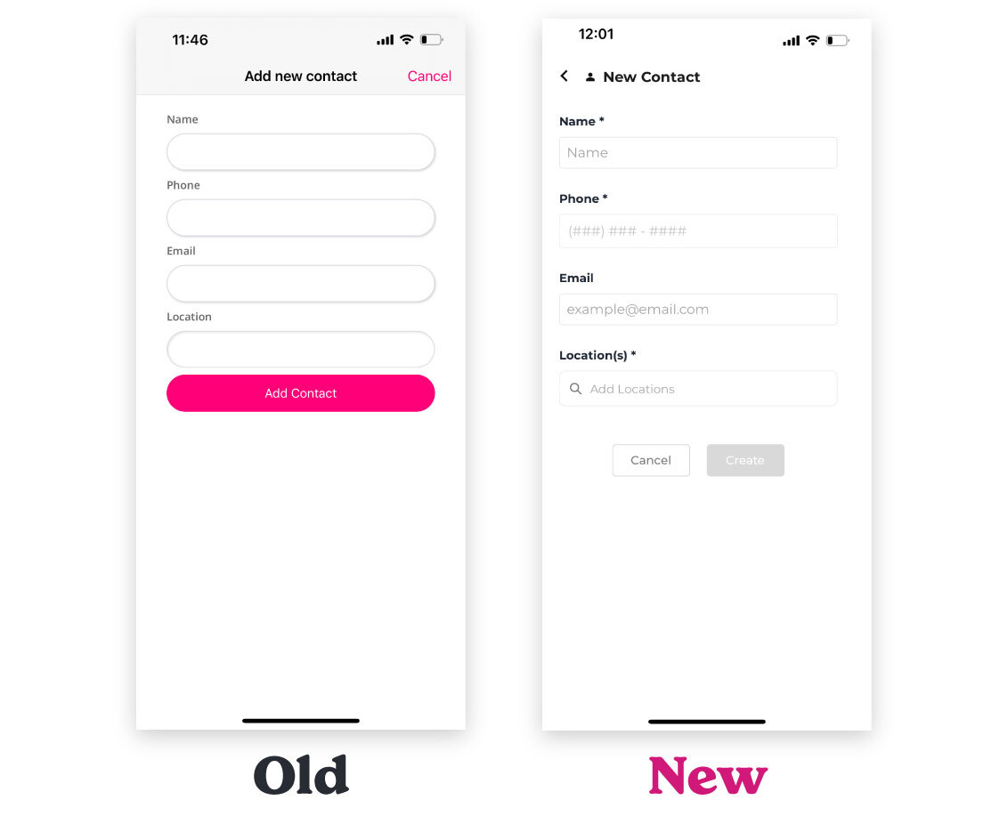 Swell mobile app — adding a new contact
