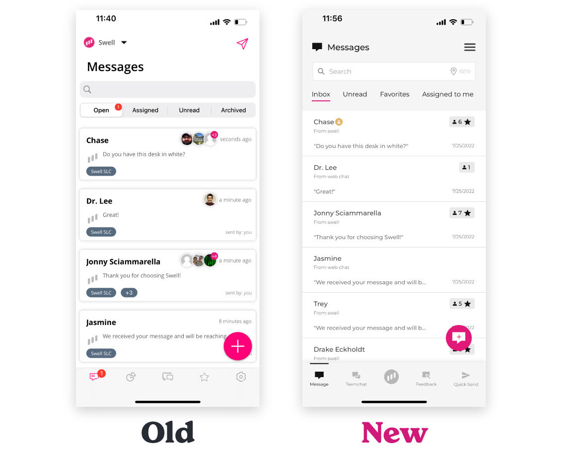 Swell mobile app — browsing conversations