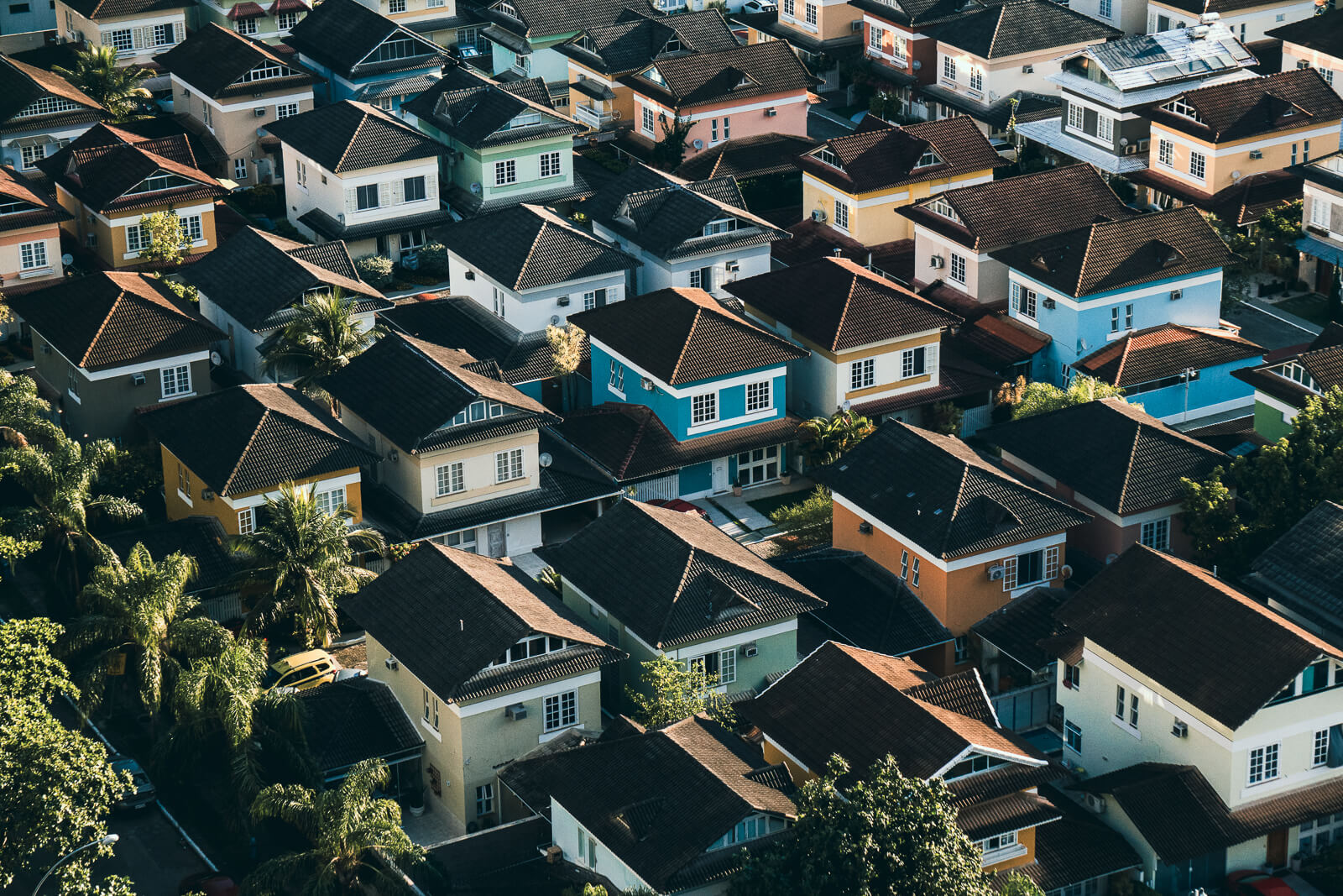 A neighborhood pictured from above.