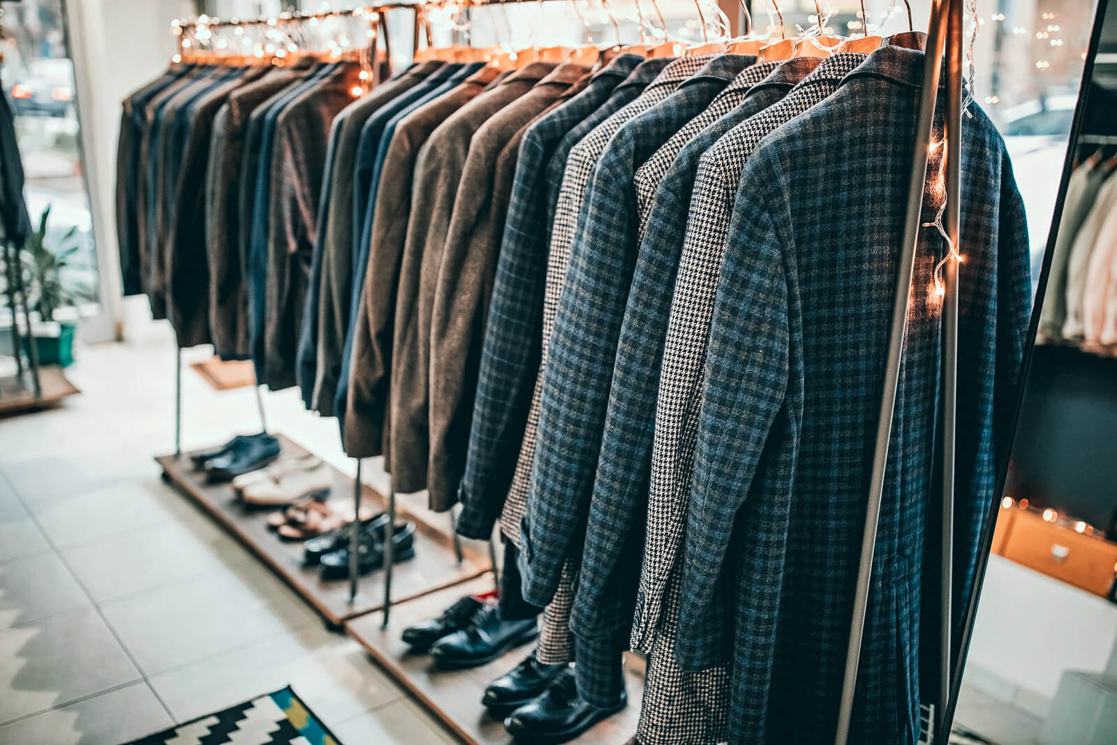 A rack of clothing.
