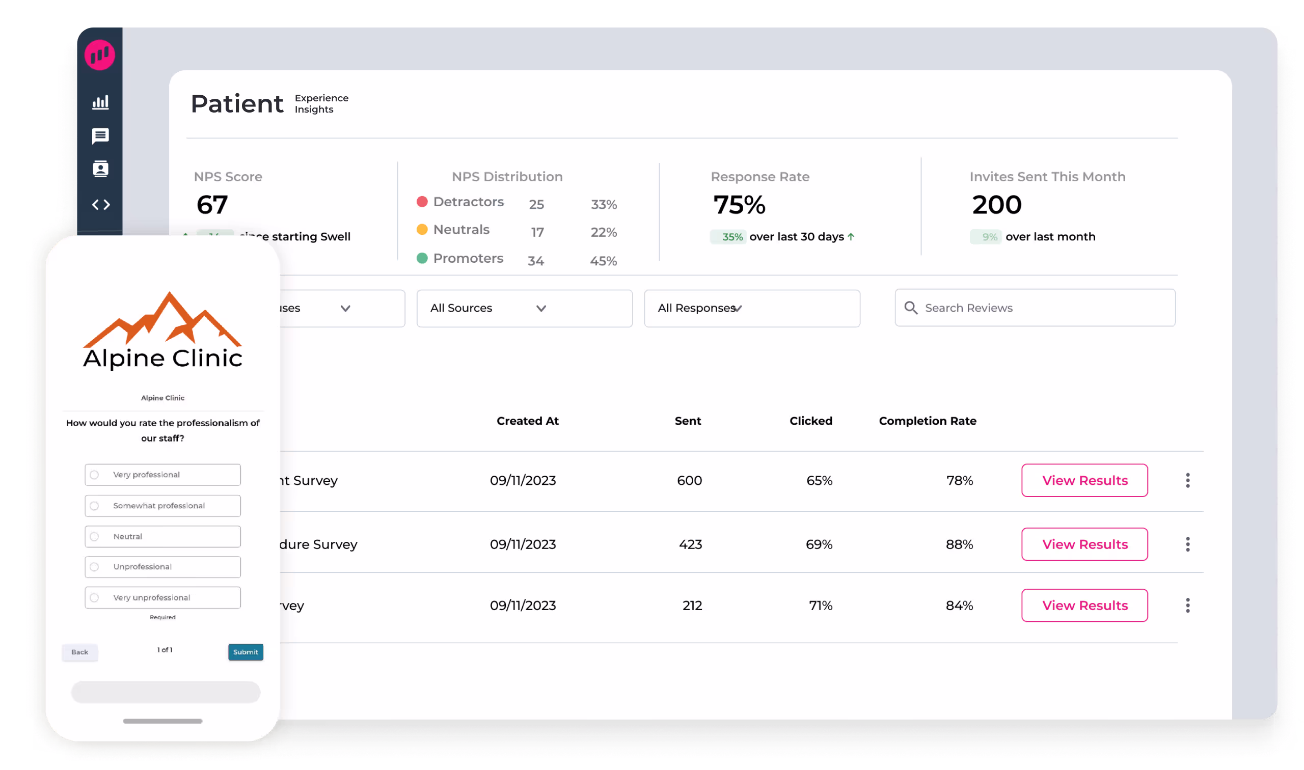 patient experience insights product ui